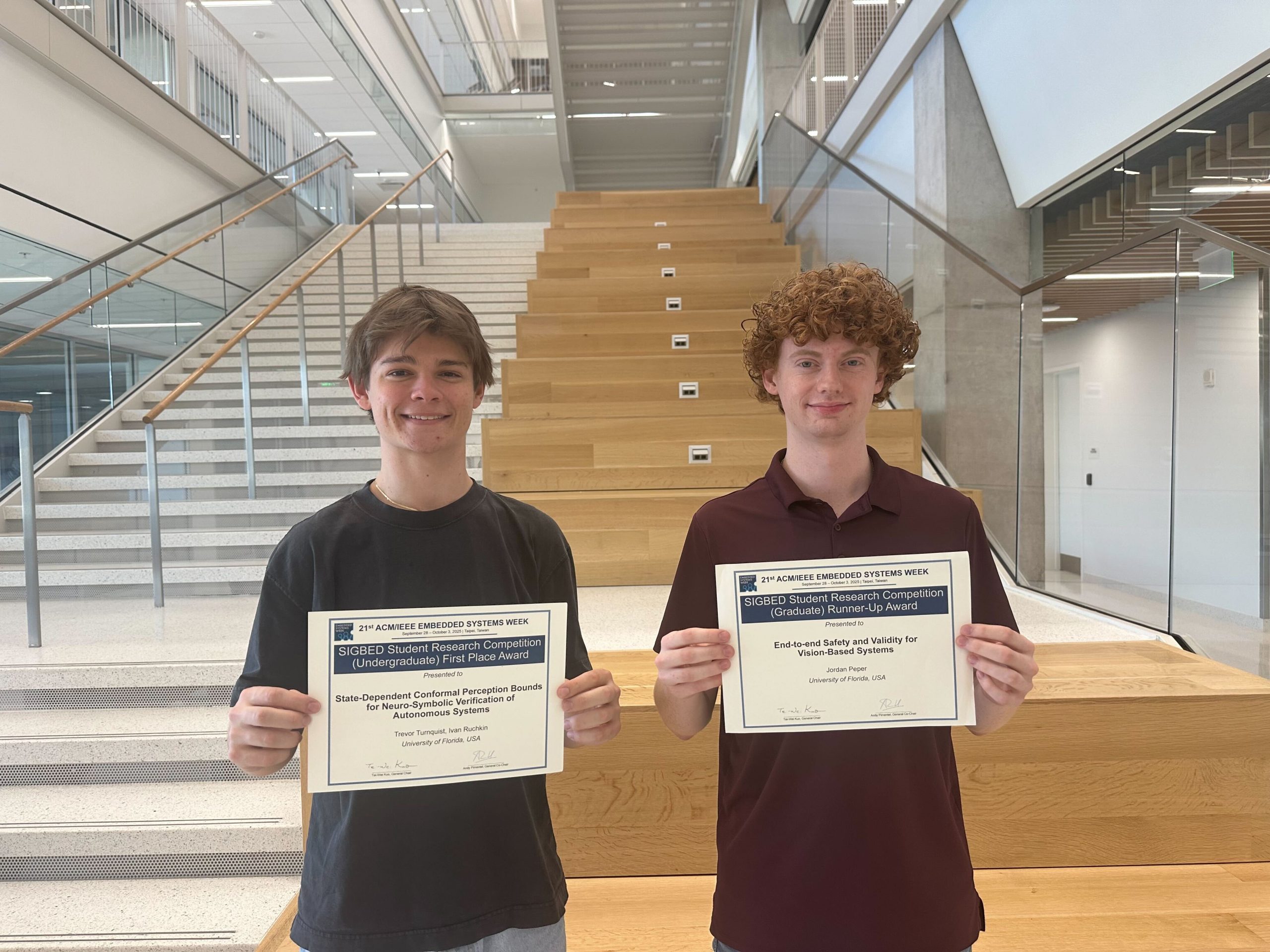Trevor and Jordan win student research awards at ESWEEK